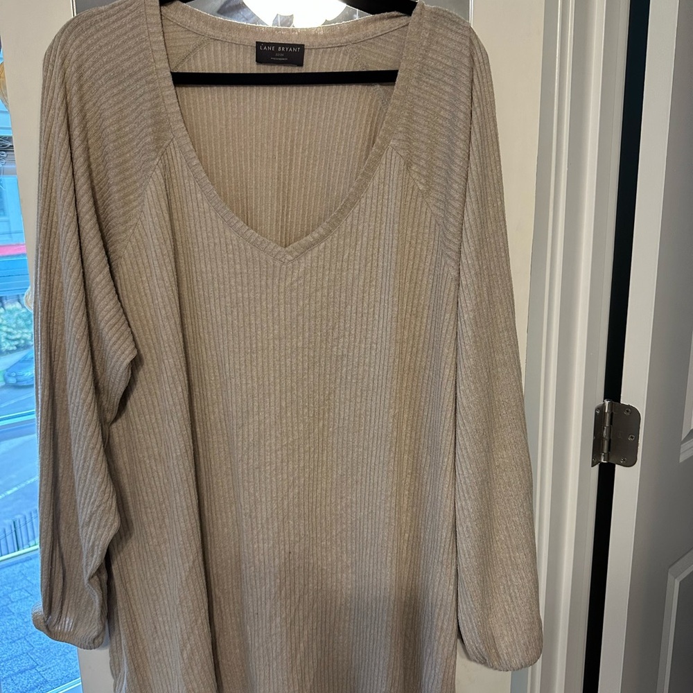 Lane Bryant Tan Ribbed Knit Top
